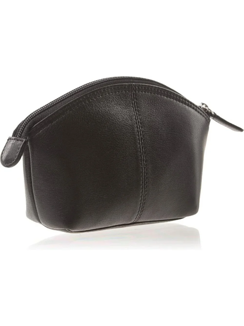 Genuine Leather RFID Blocking Makeup Pouch - Stylish Black Cosmetic Bag